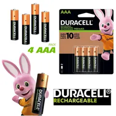 DURACELL - Pilas AAA recargables 900mAh Blister x 4 Unidades baterias