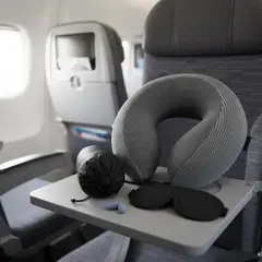 JPSYSTEMS - Cojín Almohada viaje cuello espuma viscoelástica tapaoido antifaz GRIS