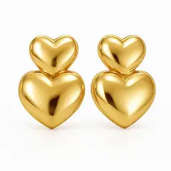 GENERICO - Arete Corazones Chunky Mujer Moda