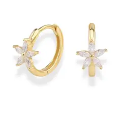 GENERICO - Arete Argolla 4 hojas flor mujer moda chuncky