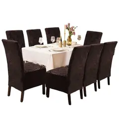 SALA FABULOSA - Funda de silla terciopelo labrado 8 piezas - Chocolate