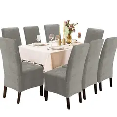 SALA FABULOSA - Funda de silla en terciopelo liso 8 piezas - Gris