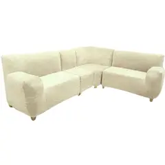 SALA FABULOSA - Funda de mueble modular 4 pzs terciopelo liso con 6 fundas de cojines - Crema