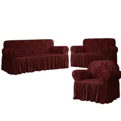 SALA FABULOSA - Funda de mueble 3-2-1 Labrado imperial - Guinda