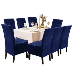 SALA FABULOSA - Funda de silla terciopelo labrado 8 piezas - Azul noche