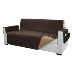 SALA FABULOSA - Protector de mueble 3-2-1 antifluído y reversible - Chocolate/Beige