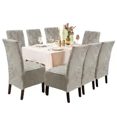 SALA FABULOSA - Funda de silla terciopelo labrado 8 piezas - Gris