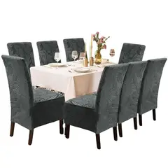 SALA FABULOSA - Funda de silla terciopelo labrado 8 piezas - Plomo