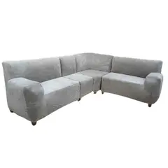 SALA FABULOSA - Funda de mueble modular 4 pzs terciopelo liso con 6 fundas de cojines - Gris