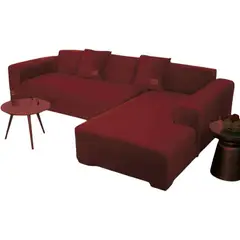 SALA FABULOSA - Funda de mueble modular SOFÁ CAMA 2 piezas Terciopelo liso con 2 fundas de cojines - Guinda