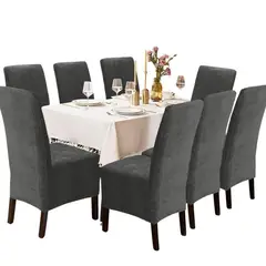 SALA FABULOSA - Funda de silla en terciopelo liso 8 piezas - Plomo