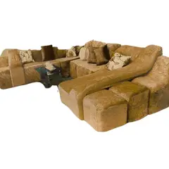 SALA FABULOSA - Funda de SOFÁ CAMA 9 piezas terciopelo liso con 6 fundas cojín - Camel