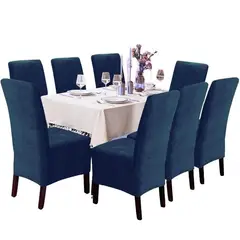 SALA FABULOSA - Funda de silla en terciopelo liso 8 piezas - Azul noche