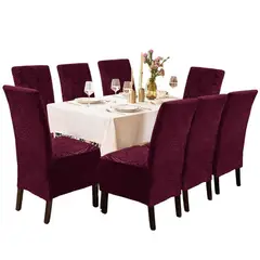 SALA FABULOSA - Funda de silla terciopelo labrado 8 piezas - Guinda