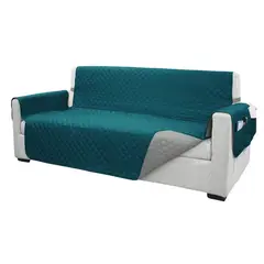 SALA FABULOSA - Protector de mueble 3-2-1 antifluído y reversible - Jade/Gris
