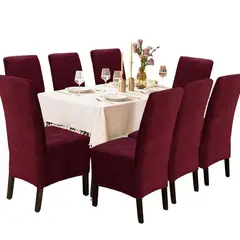 SALA FABULOSA - Funda de silla en terciopelo liso 8 piezas - Guinda