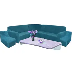 SALA FABULOSA - Funda de mueble modular 6 pzs terciopelo liso con 6 fundas de cojines - Jade
