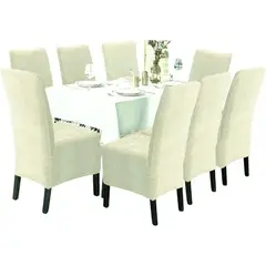 SALA FABULOSA - Funda de silla en terciopelo liso 8 piezas - Crema