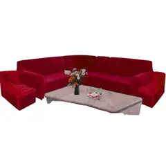 SALA FABULOSA - Funda de mueble modular 6 pzs terciopelo liso con 6 fundas de cojines - Guinda