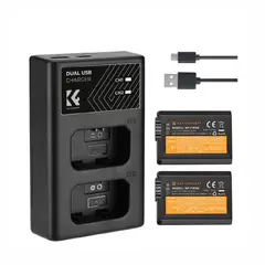 K&F CONCEPT - NP-FW50 Kit de cargador + Baterías Sony KF280015