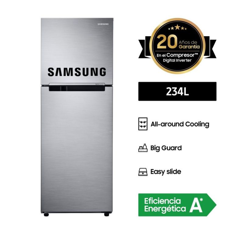 Refrigeradora RT22FARADS8PE Top Freezer 234L Plateado - Eficiencia Energética y Capacidad