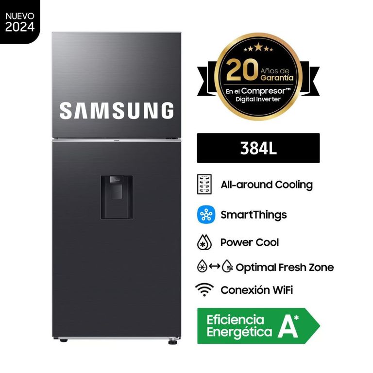 Refrigeradora 384 Litros Top Freezer All Around Cooling RT38DG6730B1PE - Negro