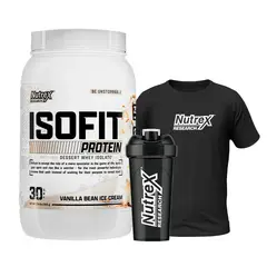 NUTREX RESEARCH - Proteína aislada ISOFIT de 2lb Nutrex Vainilla - Shaker + Polo gratis