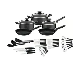 TRAMONTINA - Juego de Ollas 38 Piezas Antiadherente Victoria Negro