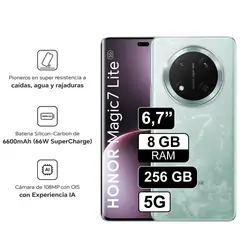 HONOR - Celular Magic7 Lite 5G 256GB 8GB RAM cámara 108MP + 5MP frontal 16MP 67 Pulg Verde
