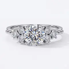 AFRODITA - Anillo de Compromiso 372 Plata Maciza Bañado en Oro Blanco