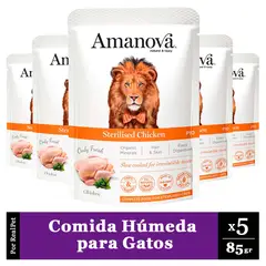 MARCA - Pack x5 Comida Húmeda Gato Esterilizado Amanova Pollo 85gr