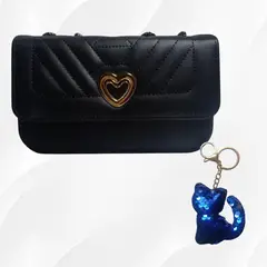 GENERICO - CARTERA ELEGANTE NEGRA + LLAVERO DE REGALO