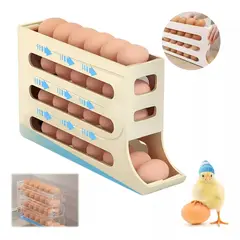 GENERICO - Organizador dispensador y bandeja para huevos automático color Beige