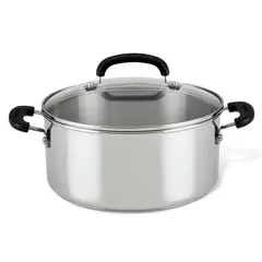 FARBERWARE - Olla de acero inoxidable con tapa de vidrio templado 24cm