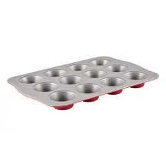 FARBERWARE - Molde para 12 cupcakes Acero con antiadherente rojo