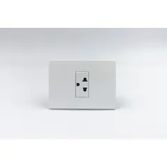 SINTHESI - TOMACORRIENTE SIMPLE UNIVERSAL CON TIERRA S33 PLACA BLANCA MATE Y DADO BLANCO