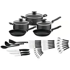 TRAMONTINA - Juego de Ollas 38 Piezas Antiadherente Victoria