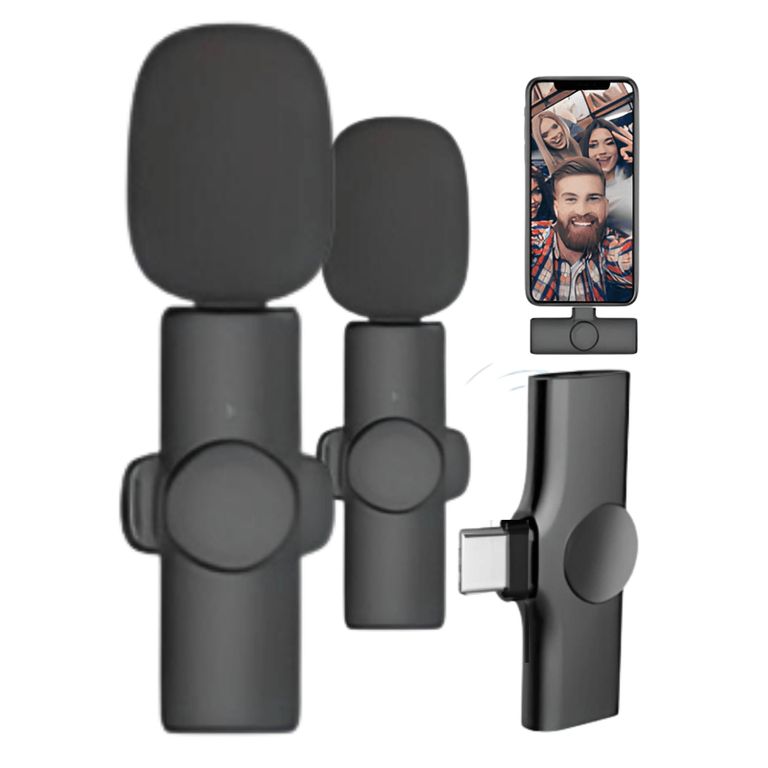Microfonos Inalambricos Solaperos Dual 2 en 1 Para Creadores de Contenido Live Streaming