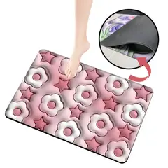 ELMEJORPRECIO - Alfombra De Baño Tapete Absorbente Diseño 3D Estrellas Rosadas
