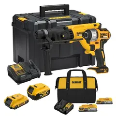 DEWALT - Rotomartillo Sds-Plus 2.6J + Atornillador de Impacto 1/4" 20V + 4 Bat