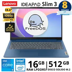 LENOVO - Laptop IdeaPad Slim 3 15IRH8 Core I5- 13420H, 15.6" FHD, Ram 16GB, SSD 512Gb, FreeDos