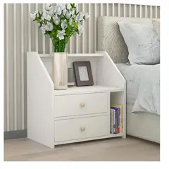 TU MESITA - VELADOR MULTIUSOS GREGORY COLOR BLANCO 2 CAJONES