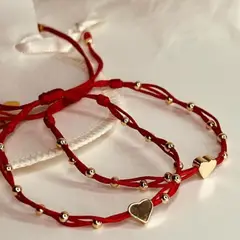 GENERICO - Set pulseras hilo rojo con corazón - Naif Jewelry Peru