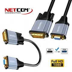 NETCOM - Adaptador Convertidor DVI D 24+1 a VGA activo Cable PVC