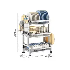 GENERICO - Escurridor Organizador Acero Inoxidable 3 Niveles Para Platos