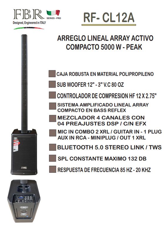 Kit parlante activo lineal array compact 5000W RF-CL12A