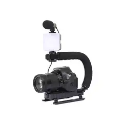 OEM - Soporte estabilizador kit para camara celular con luz LED y microfono