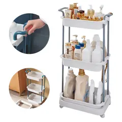 ELMEJORPRECIO - Carrito Organizador Multiuso de Tres Niveles Hana Gris