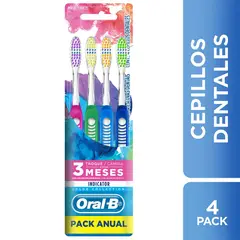 ORAL B - Cepillo Dental Indicator Colors Pack Anual 4 unidades