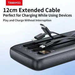 OEM - Tranyoo Power Bank 10000mAh con 4 Cables Lightning Tipo-C Carga Rápida